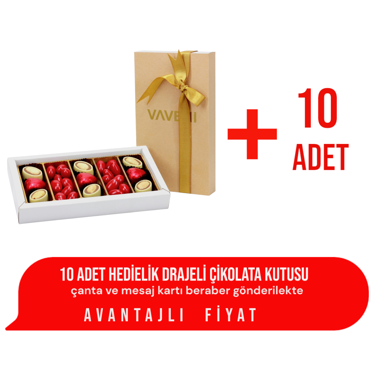 10 Adet Hediyelik Çikolata Ve Draje Kutusu