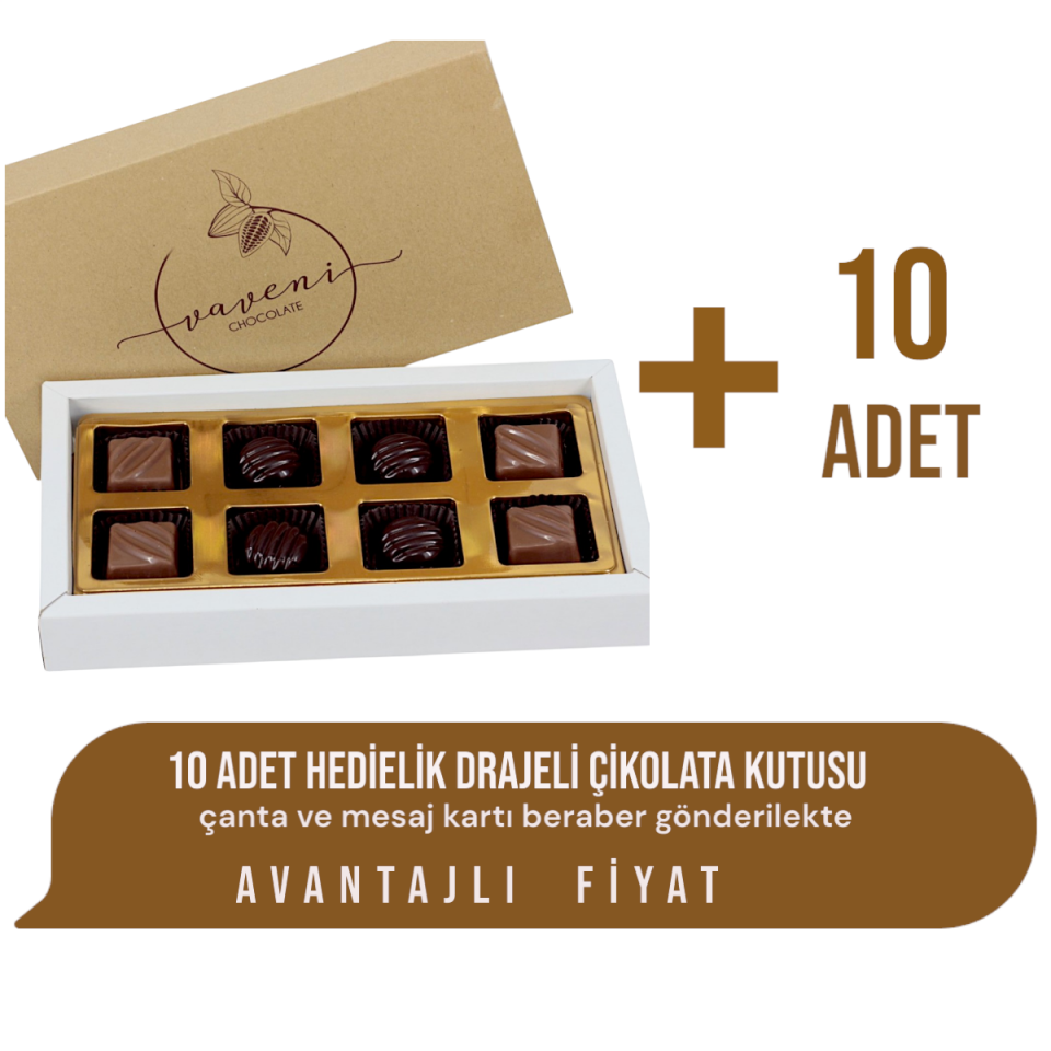 10 Adet Hediyelik Bitter Ve Sütlü Çikolata